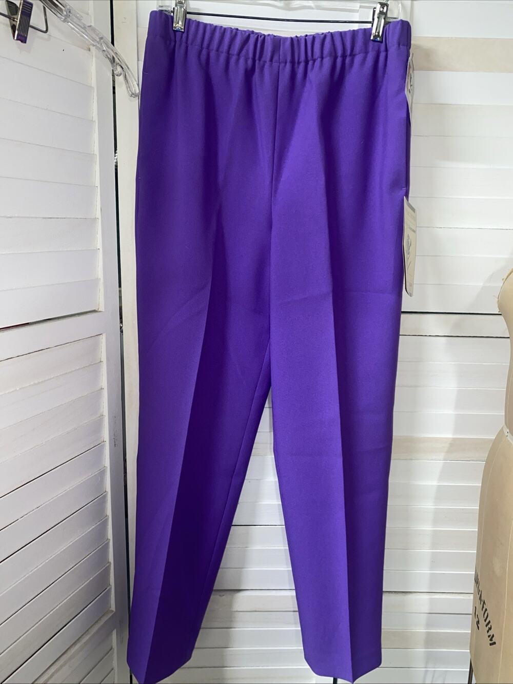 New Vintage 70s 80s Straight Leg Pants Slacks Women’s Purple Poly Pull On Large
